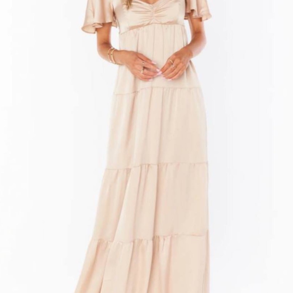 Show Me Your MuMu Pink Tiered Maxi Dress with Flutter Sleeves